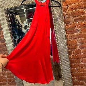Coral/red high neck skater dress